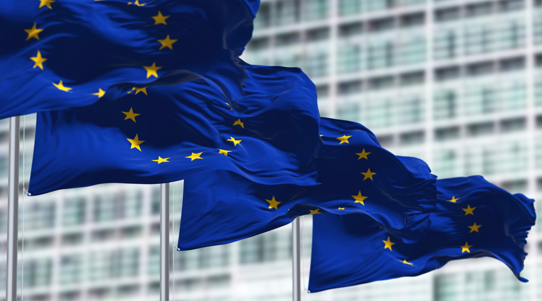 Procedura d’infrazione europea, la posizione dell’Arcicaccia Procedura d’infrazione europea: bandiere davanti alla sede della Commissione europea